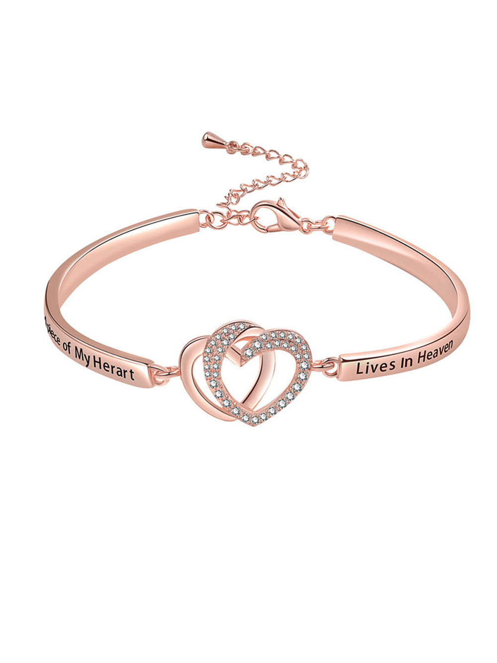 Simple Double Heart-shaped Full Diamond Bracelet