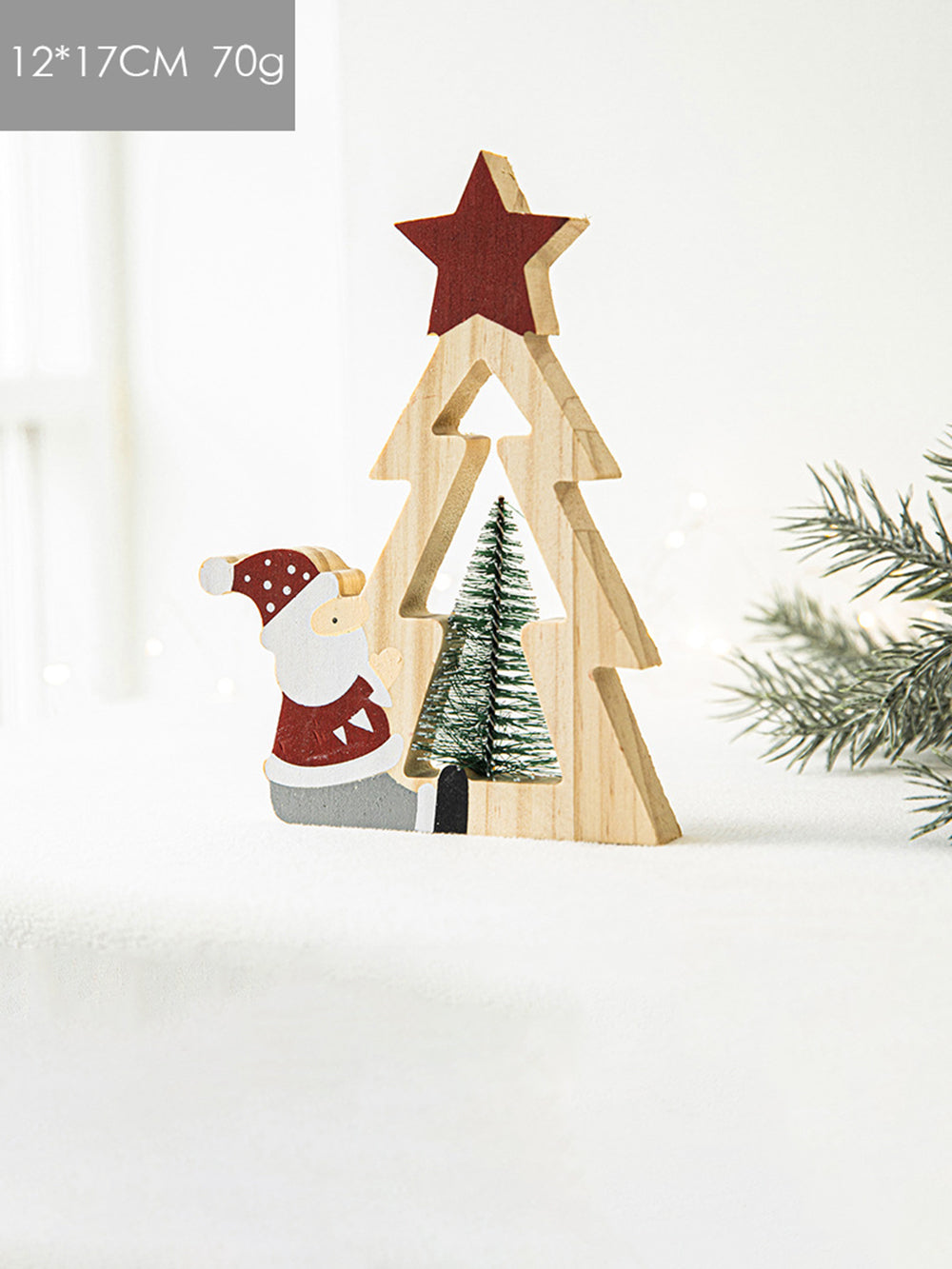 Santa Claus Wooden Five-Pointed Star Ornaments