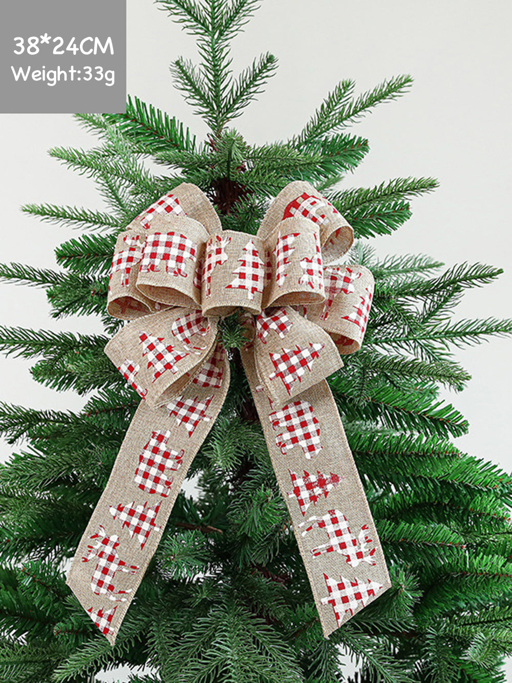 Christmas tree bow fabric print decoration