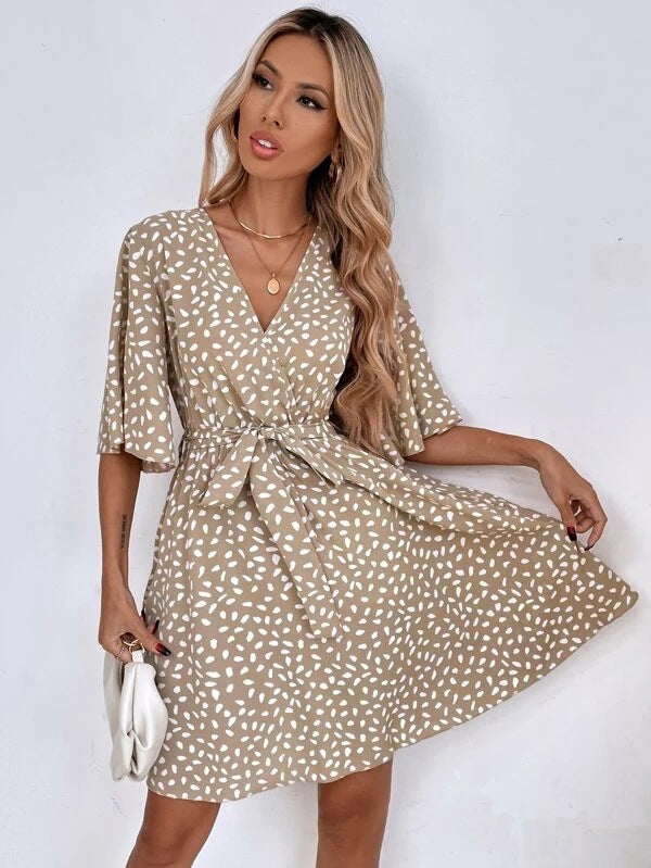 V-neck Waist Fashion Versatile Boho Dress