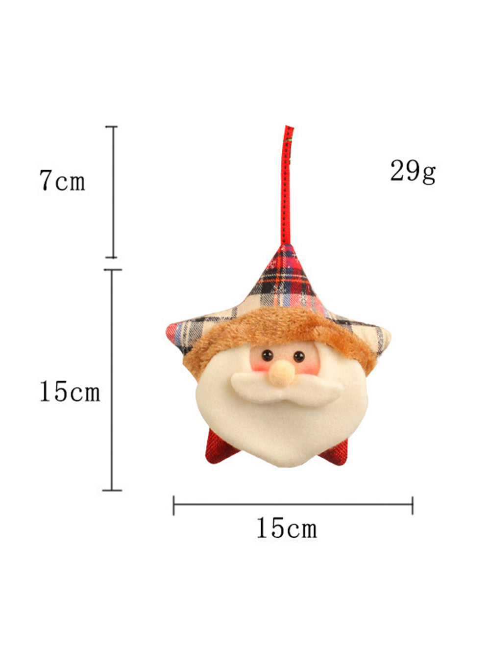 Santa Claus and Reindeer Christmas Tree Ornament with Star Plush Doll