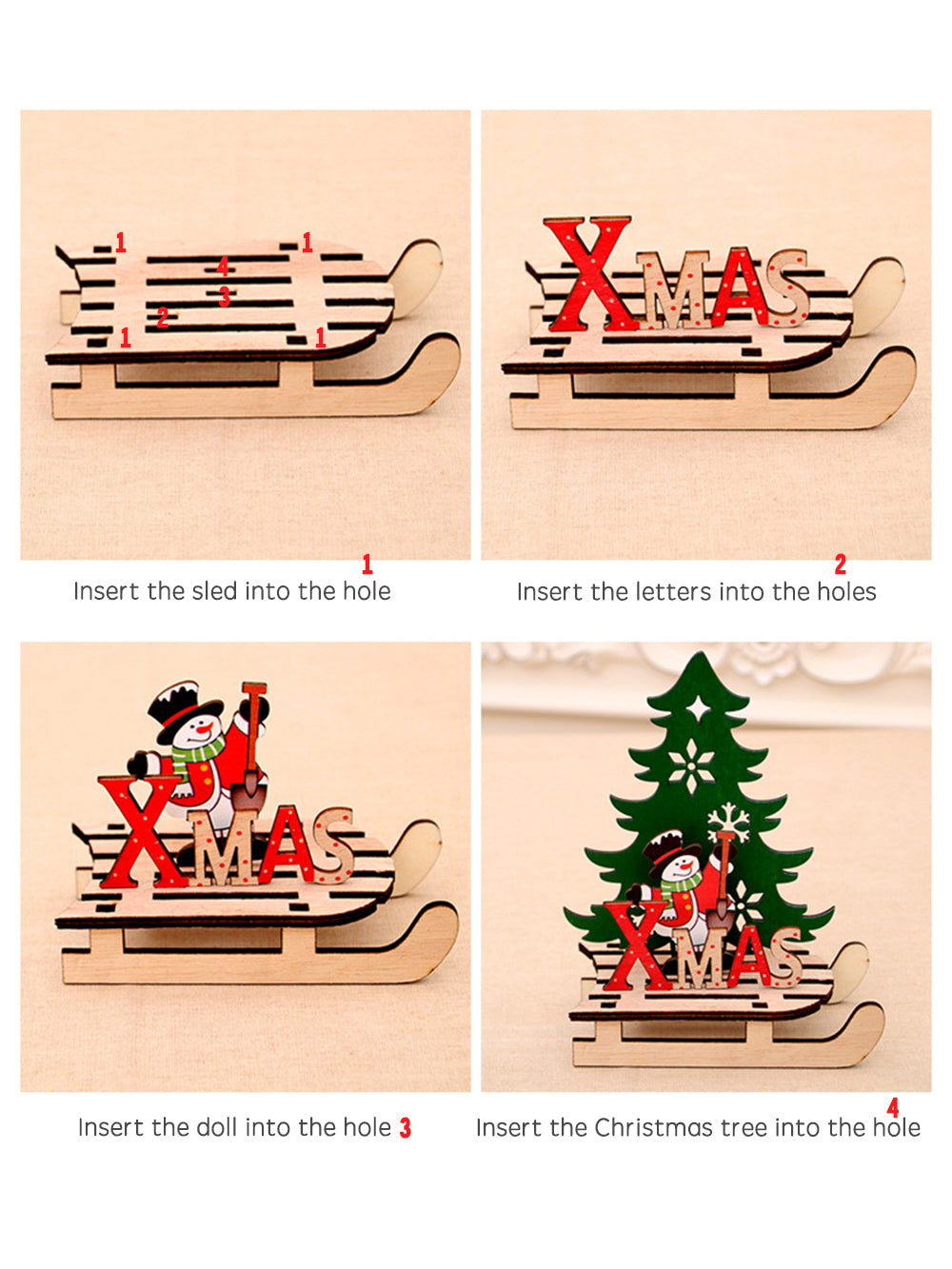 Christmas Tree Sleigh DIY Puzzle Pieces