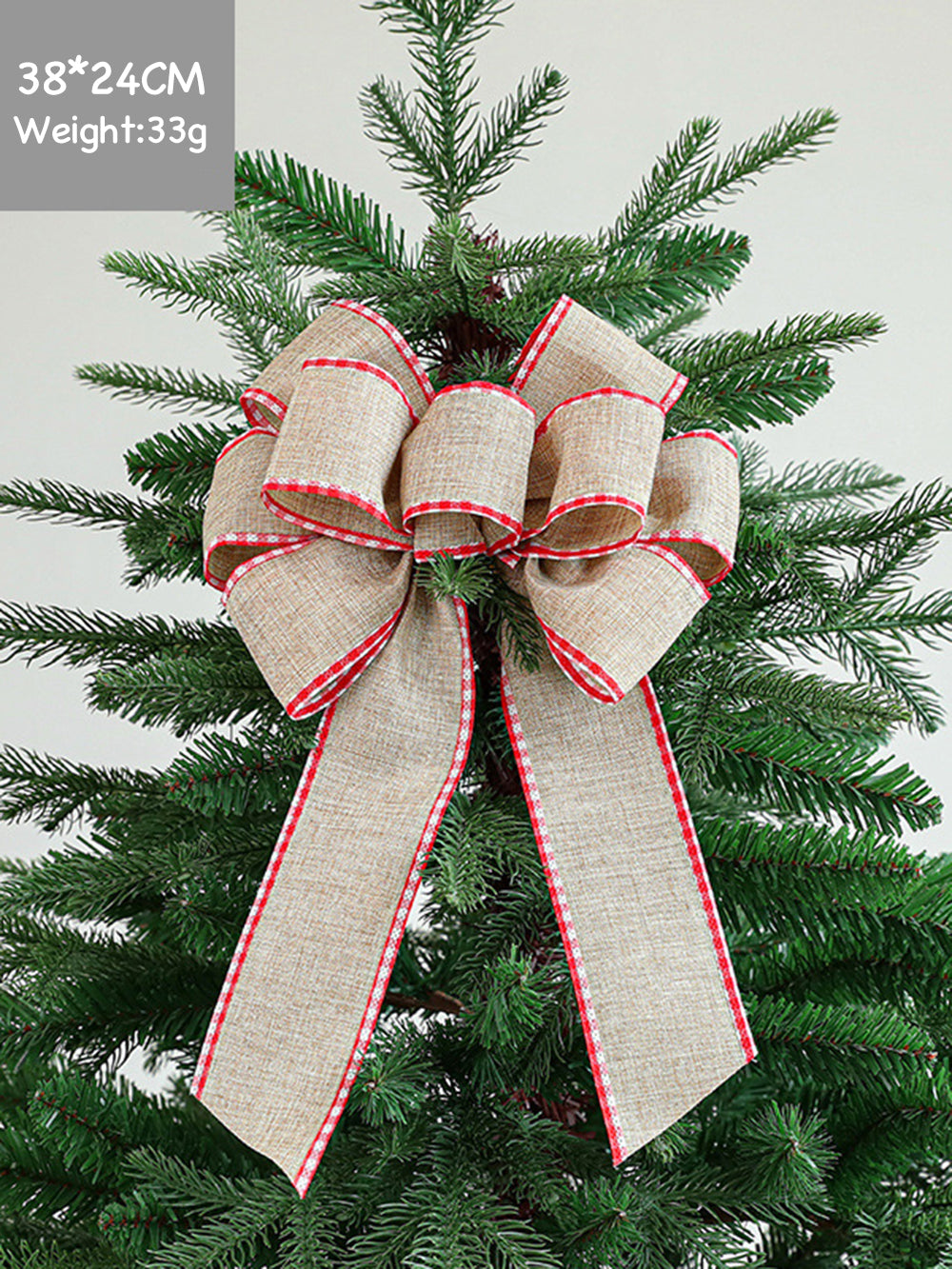 Christmas tree bow fabric print decoration