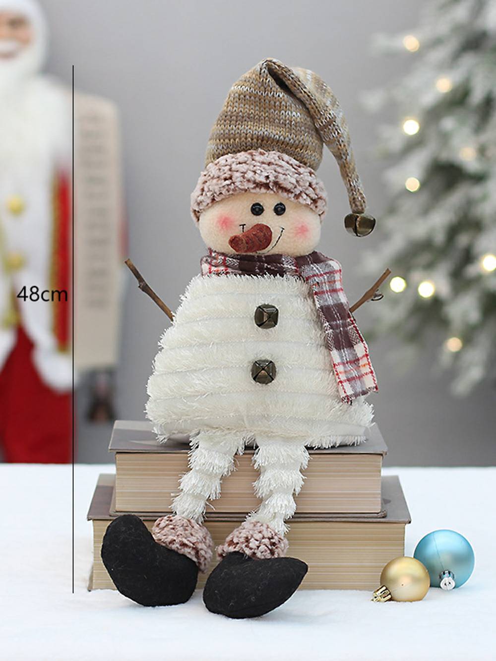 Christmas Fabric Snowman Cross-Legged Retro Doll Ornaments