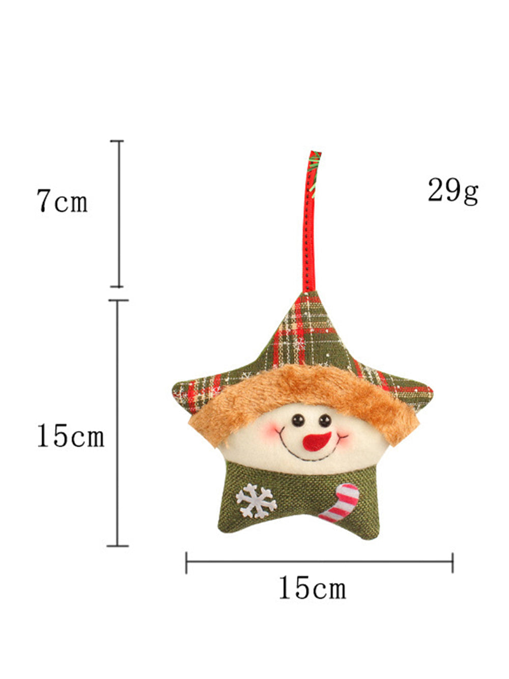 Santa Claus and Reindeer Christmas Tree Ornament with Star Plush Doll