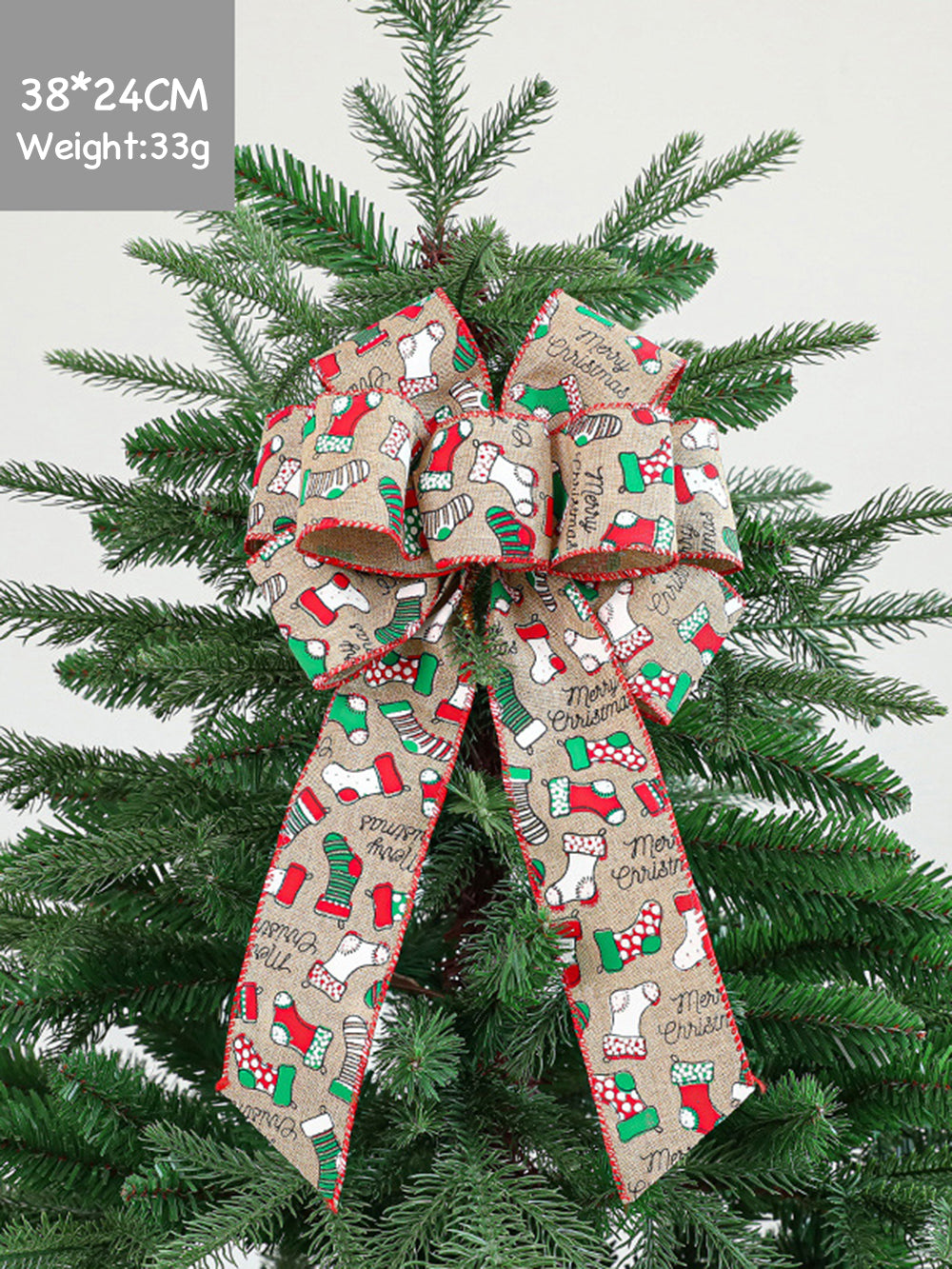 Christmas tree bow fabric print decoration