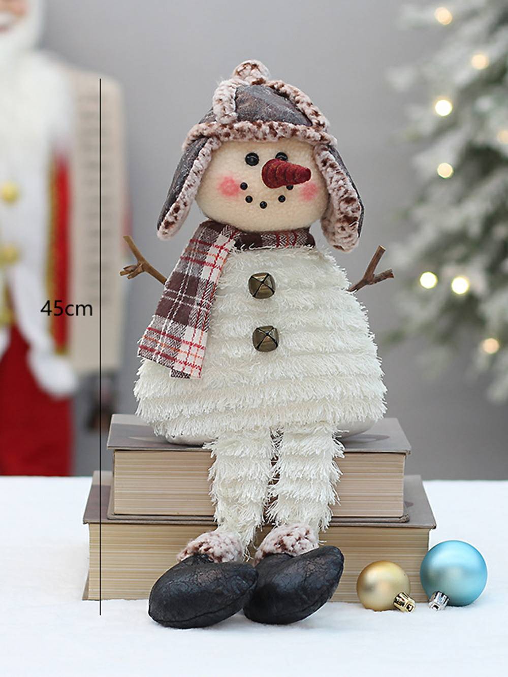 Christmas Fabric Snowman Cross-Legged Retro Doll Ornaments