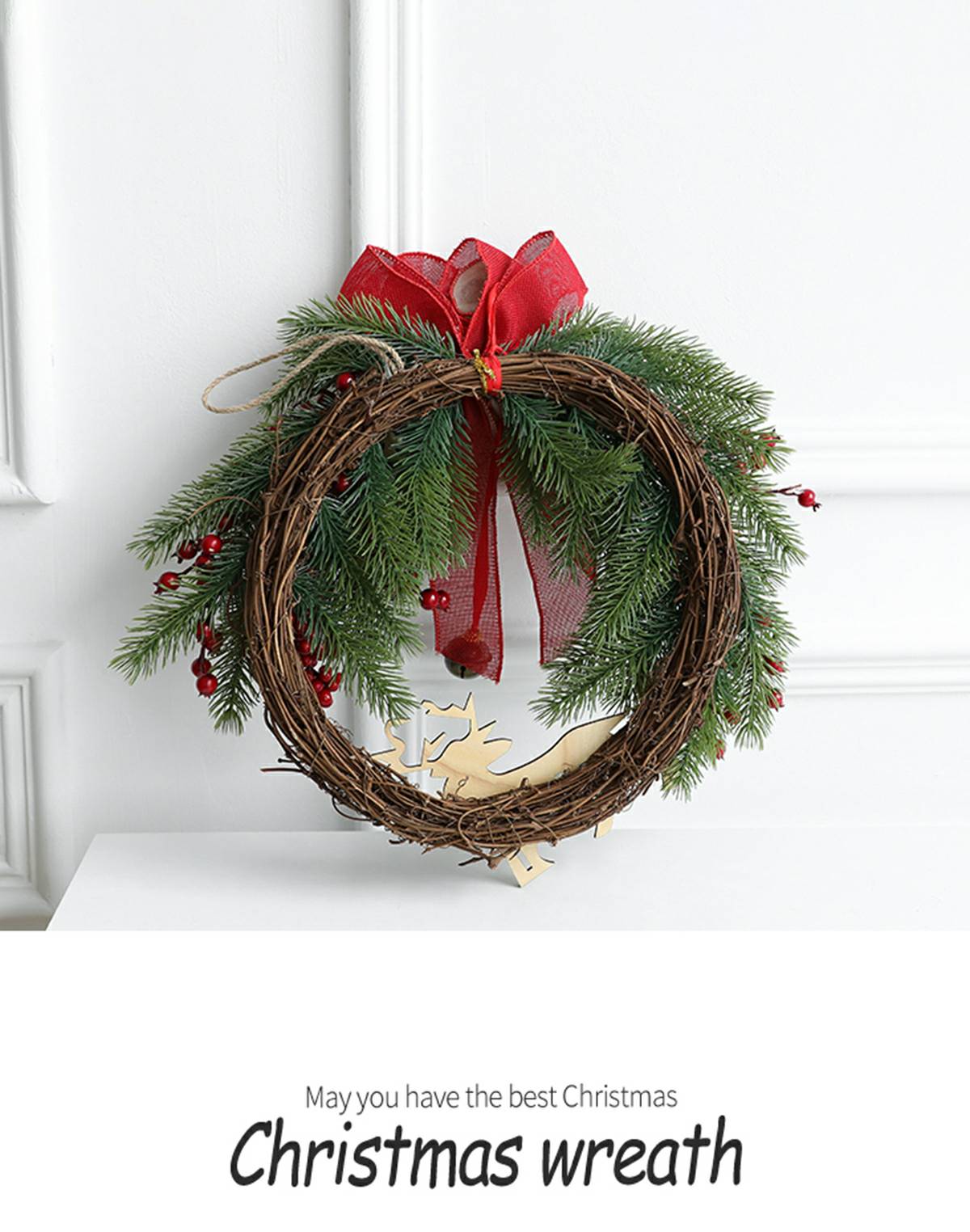 Festive Window Door Vine Wreath Christmas Decoration