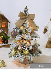 Gold Flocked Mini Christmas Tree Decorative Table Ornaments