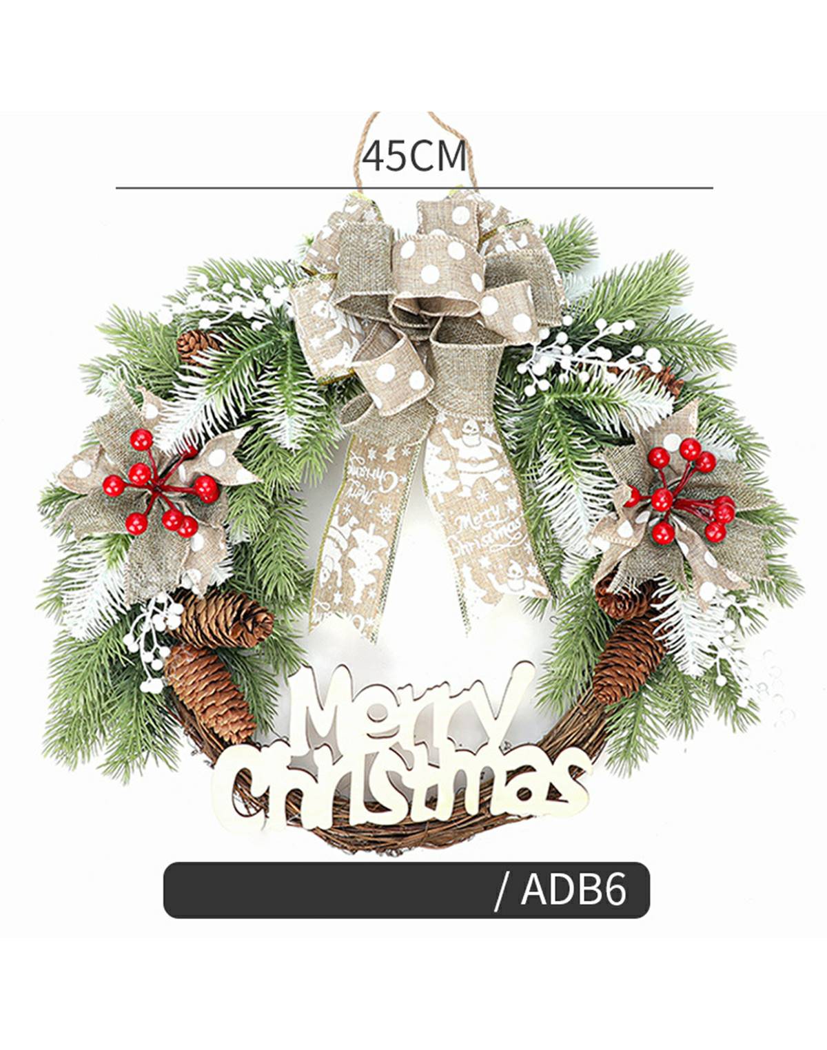 Festive Window Door Vine Wreath Christmas Decoration