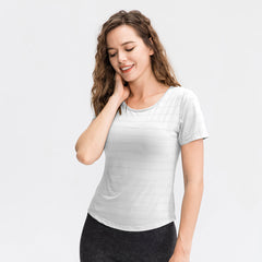 Spring Summer Loose Yoga Clothes Short Sleeve Women Nylon Ice Breathable Running Top Sports Casual Fitness T-shirt