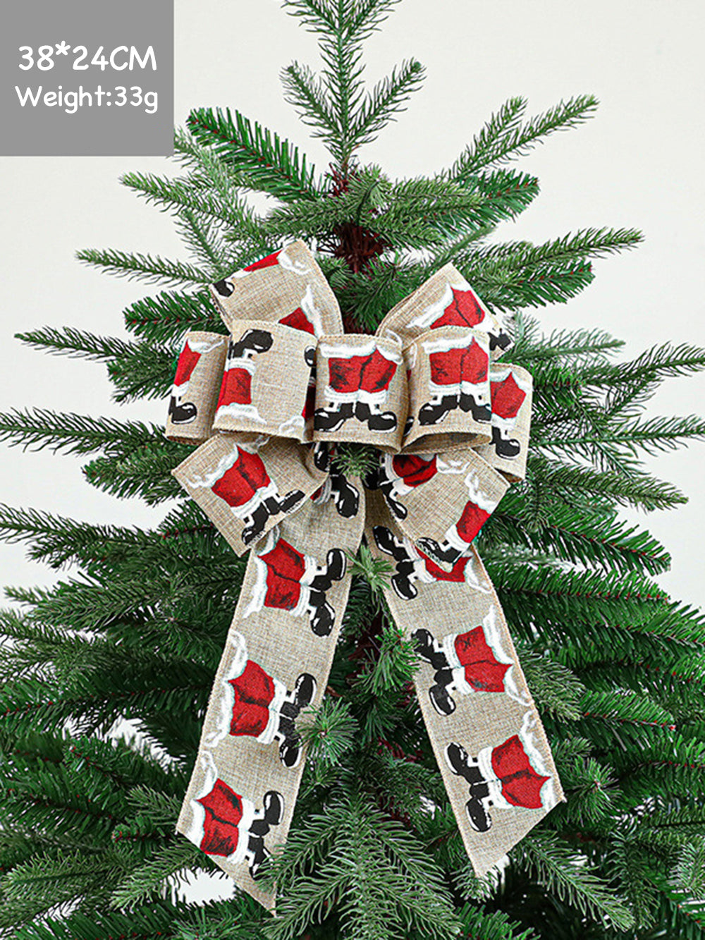 Christmas tree bow fabric print decoration