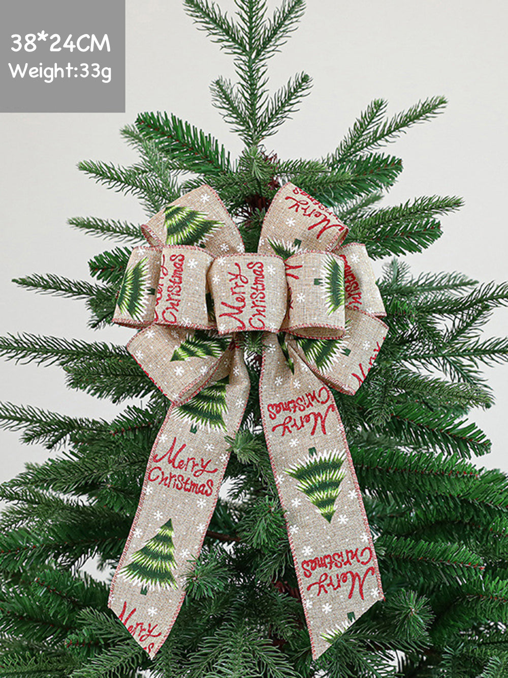 Christmas tree bow fabric print decoration