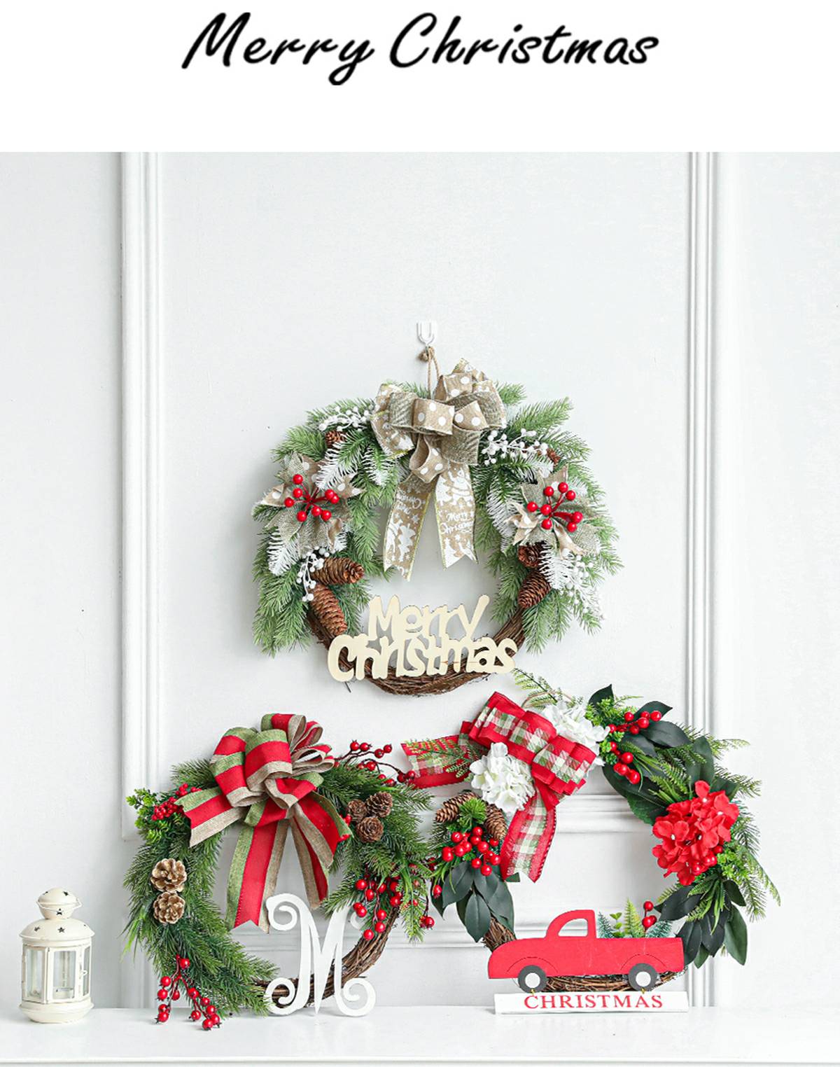 Festive Window Door Vine Wreath Christmas Decoration