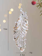 Maple Leaf Sticky Pink Sequin Christmas Decoration Pendant