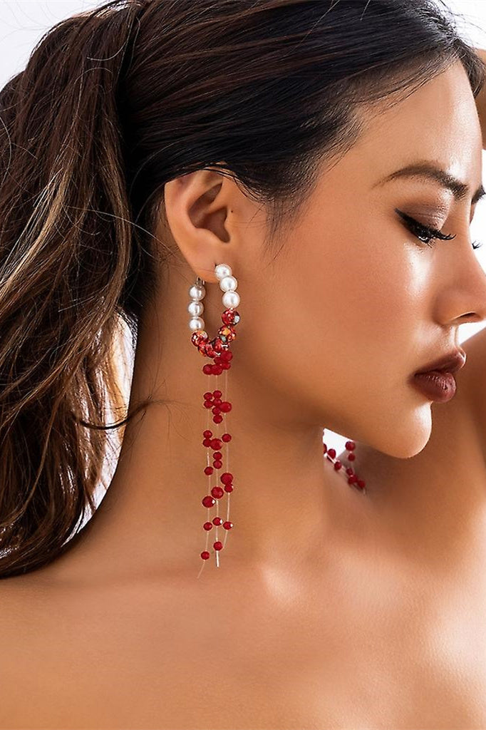 Blood Pearl Tassel Earrings