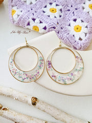 Queen Anne Lace Dried Flowers Large Hoop Earrings