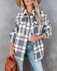 Casual Autumn Winter Plaid Brushed Collared Jacket: Stay Stylish and Cozy All Season