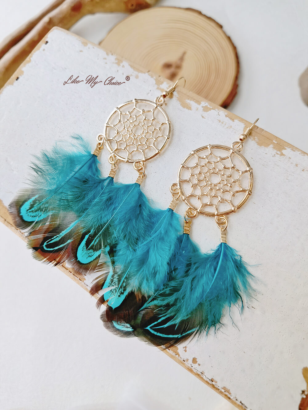 Feather Long Dream Catcher Stylish Boho Earrings