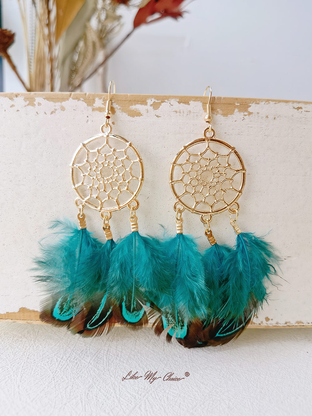 Feather Long Dream Catcher Stylish Boho Earrings