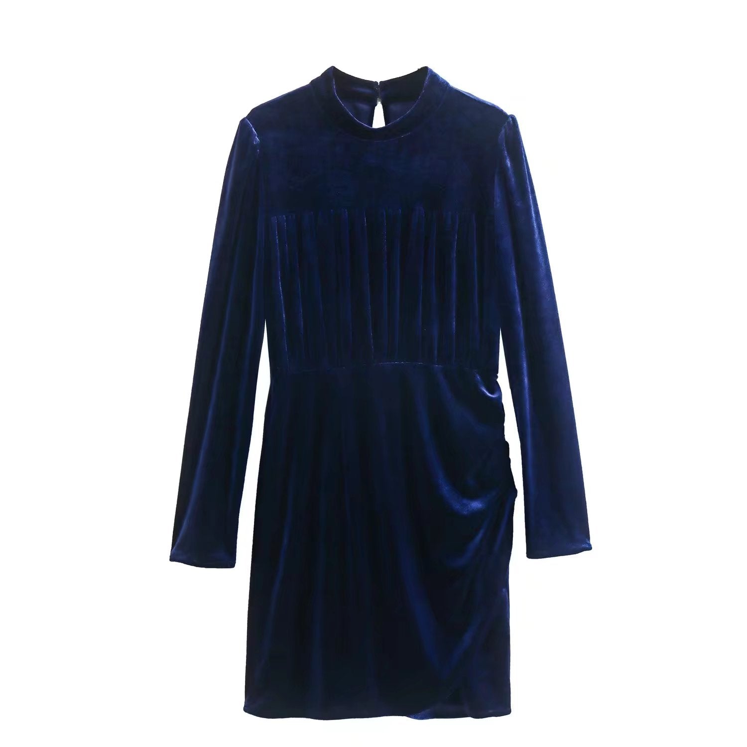 Autumn Women Clothing: Velvet Slim Fit Round Neck Long Sleeved Dress