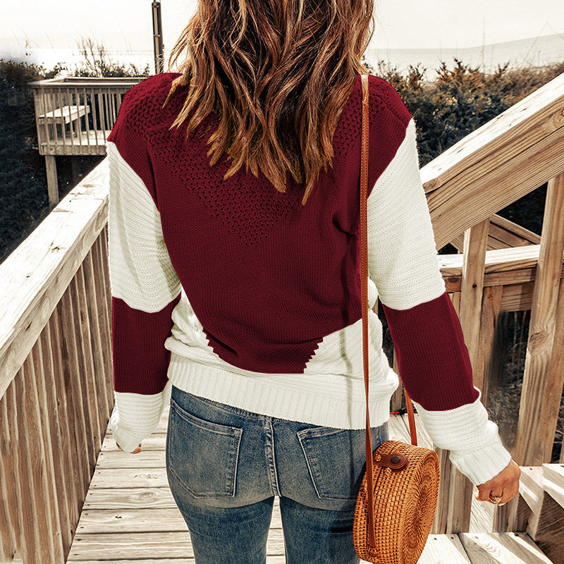 Knitted Top Women Autumn Winter Clothing Round Neck Bottoming Shirt Pullover Sweater