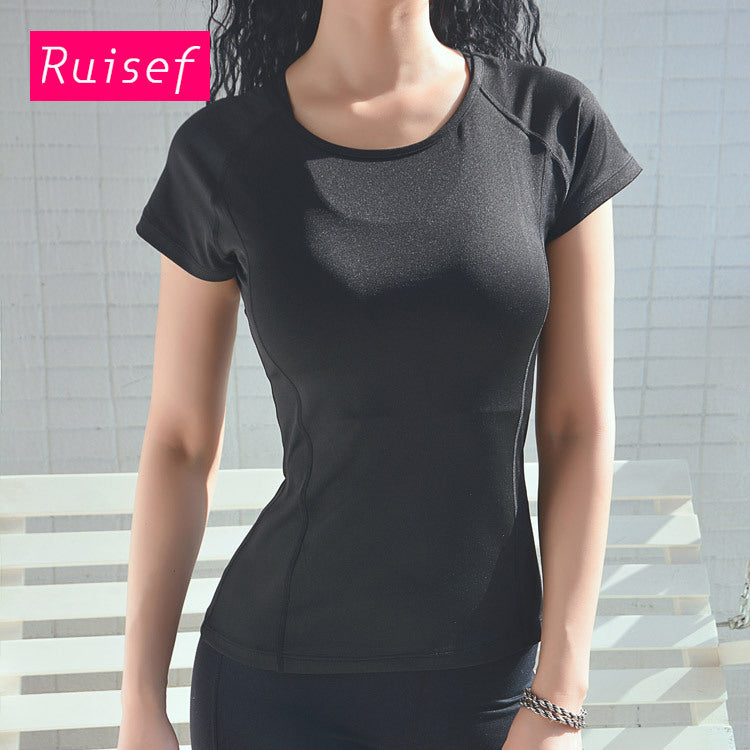 T shirt Women Beauty Back Workout Clothes Quick Drying Running Training Short Sleeve Yoga Jacket Summer