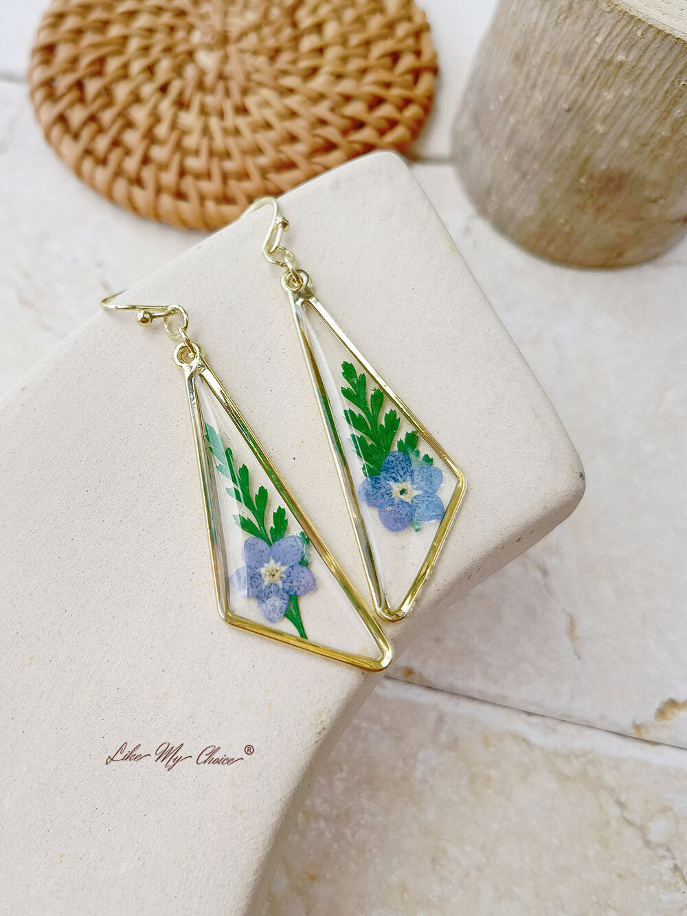 Geometric Handmade Earrings Resin Plant Earrings DIY Trinkets Temperament