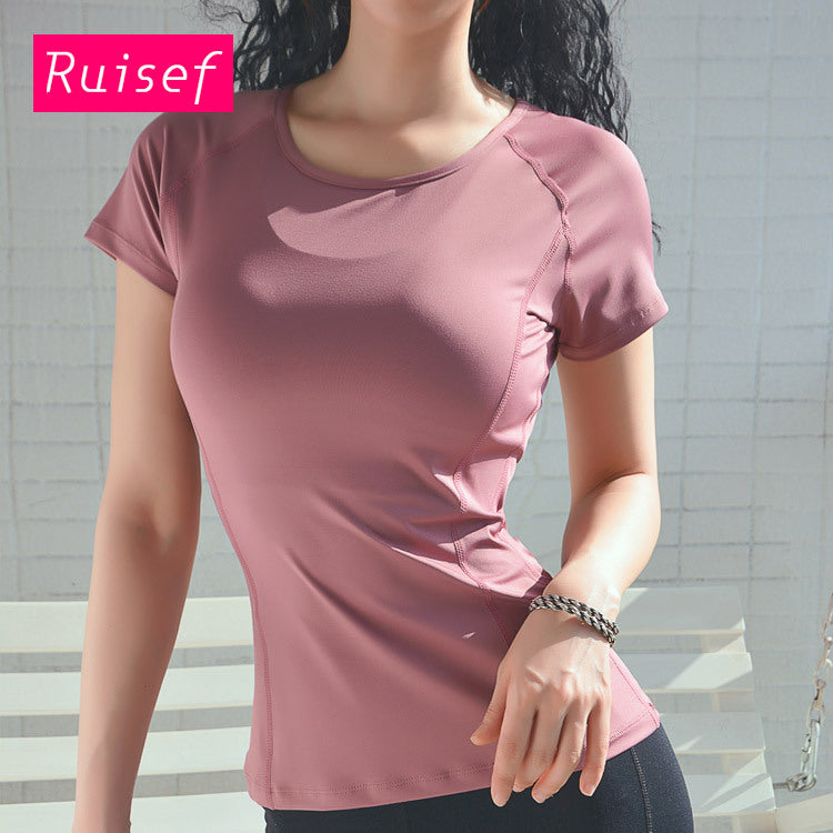 T shirt Women Beauty Back Workout Clothes Quick Drying Running Training Short Sleeve Yoga Jacket Summer