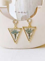 Triangle Handmade Earrings Resin Plant Earrings Small Jewelry Temperament