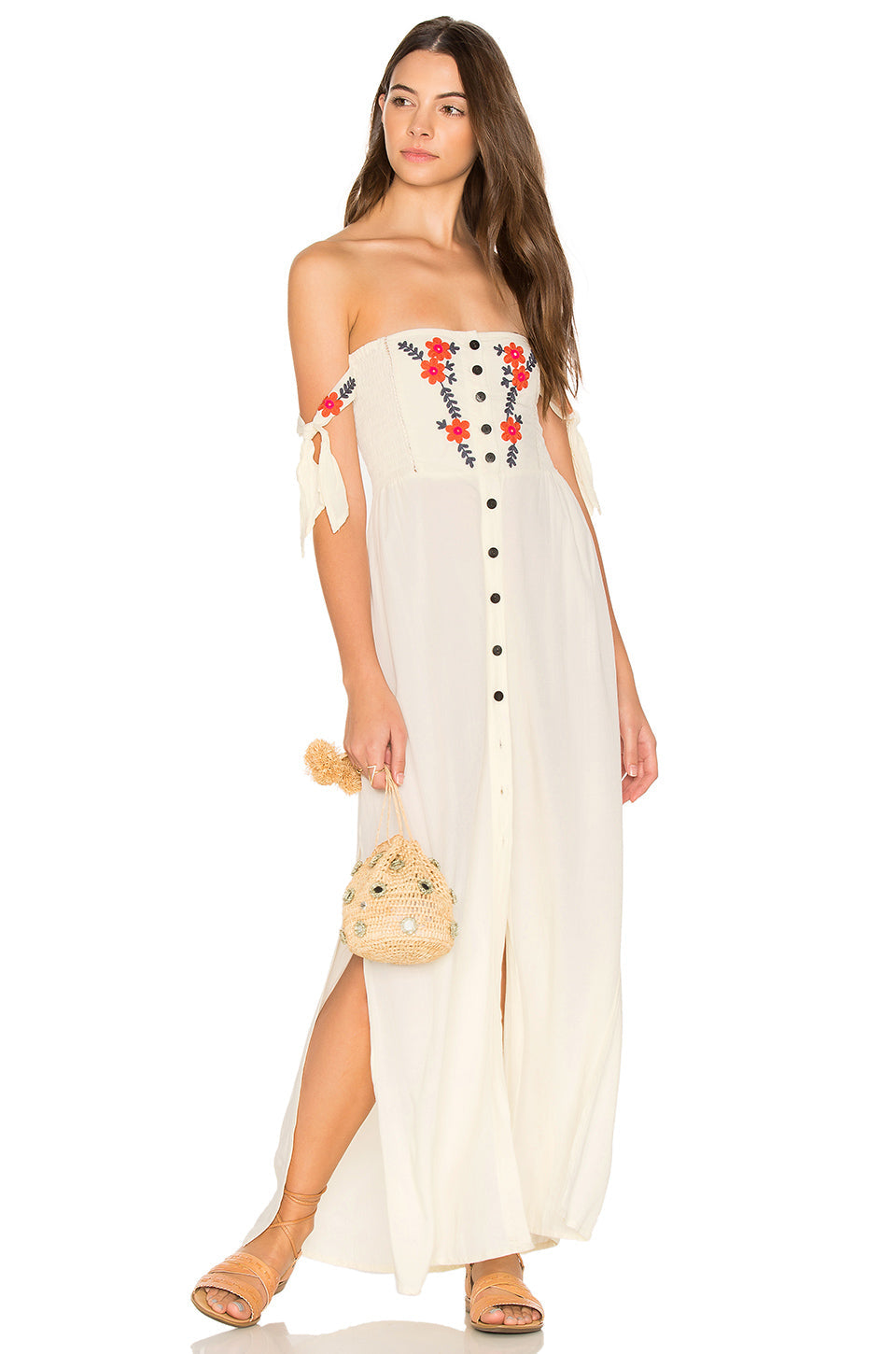 Women’s Bohemian Embroidered Vacation Dress – Shoulder Hanging Long Dress