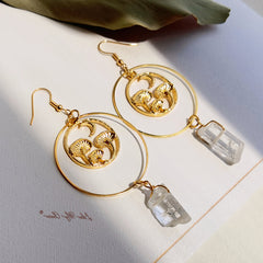 Mushroom Natural Quartz Drop Earrings