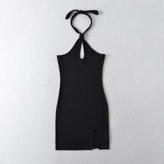 Spring Summer Sexy Halter Off The Shoulder Slim Dress Backless Hip Dress