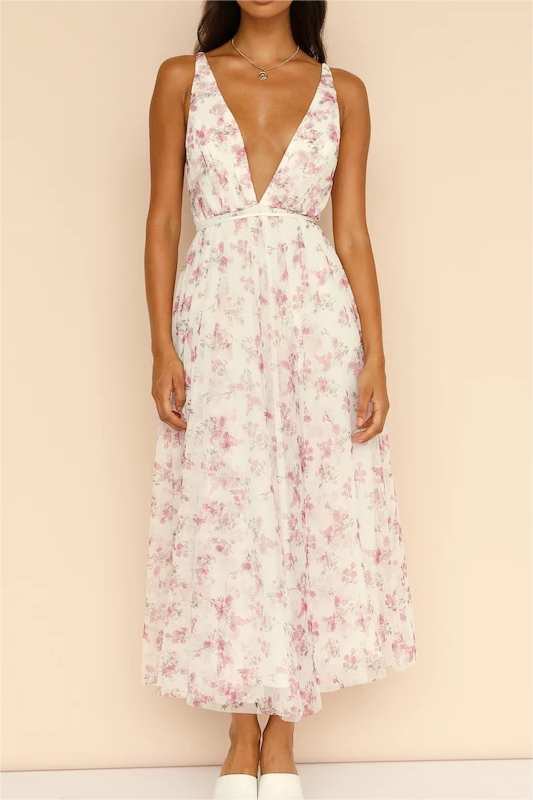 Early Spring Printed Backless Sexy V neck Strap Dress – Floral Print Open Back Sleeveless Mini Dress