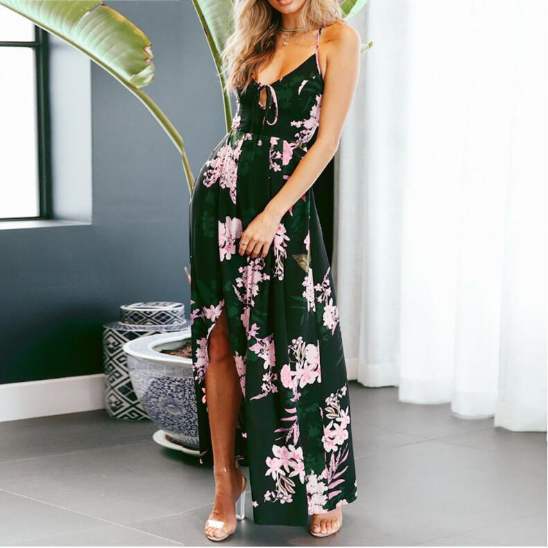 Women Clothing Maxi Dress Printed Large Swing Dress  Plus Size Maxi