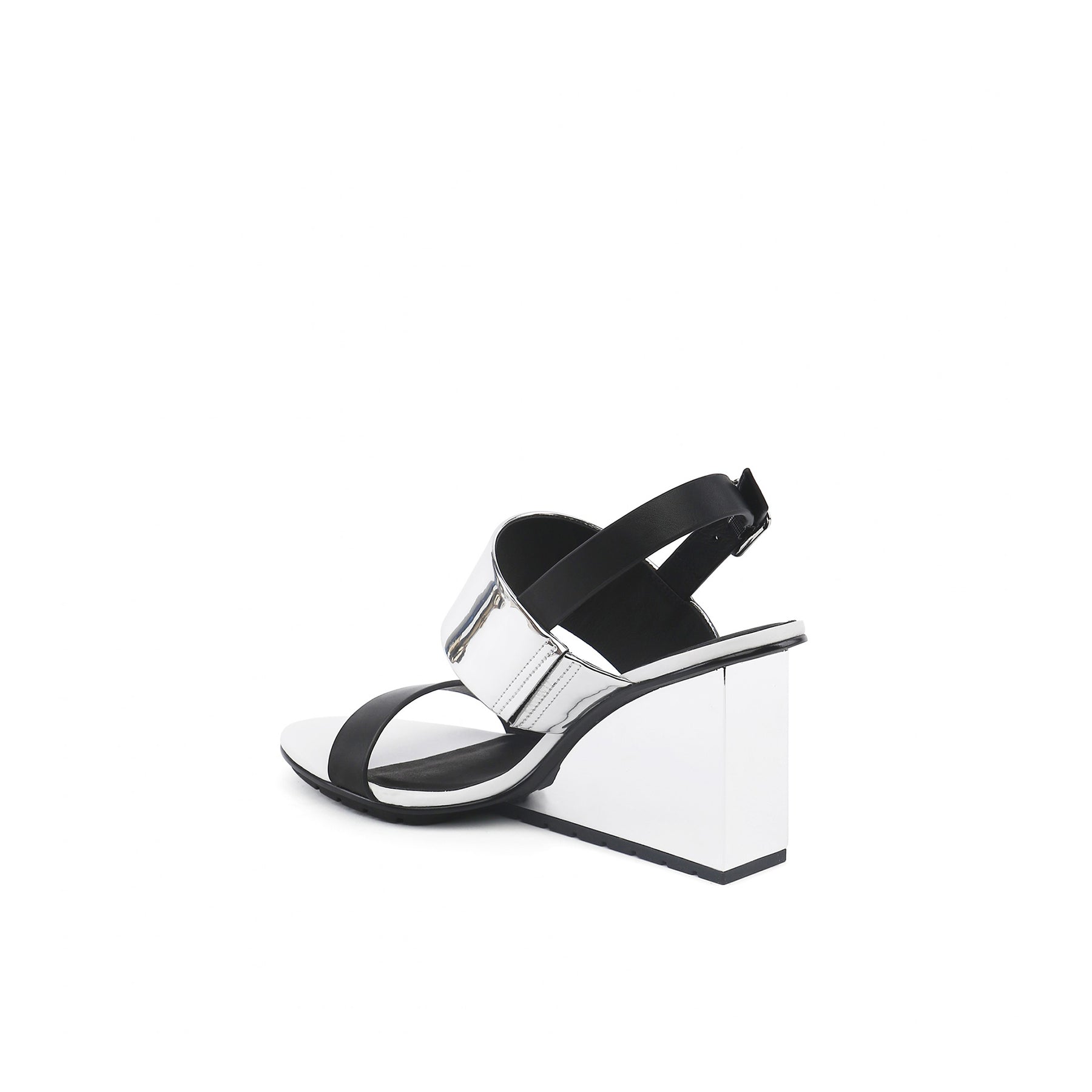 JADY ROSE | LEATHER SLINGBACK WEDGE SANDAL - WHITE