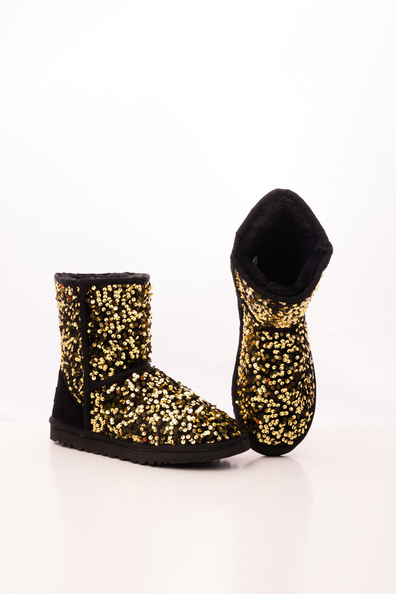 Smaibulun Ugg | Dallas Glam Sequin Shearling Boots - Gold