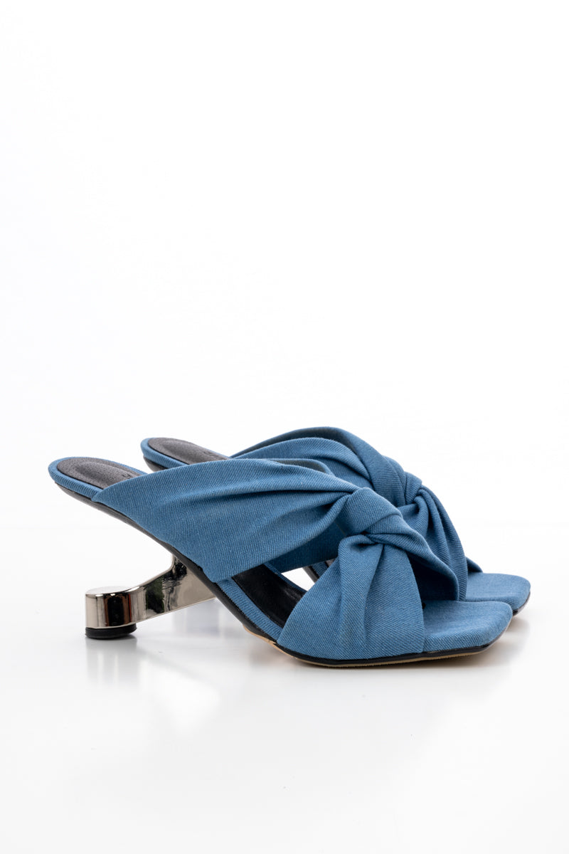 JADY ROSE | EVREN TWIST UPPER DENIM SANDAL- BLUE