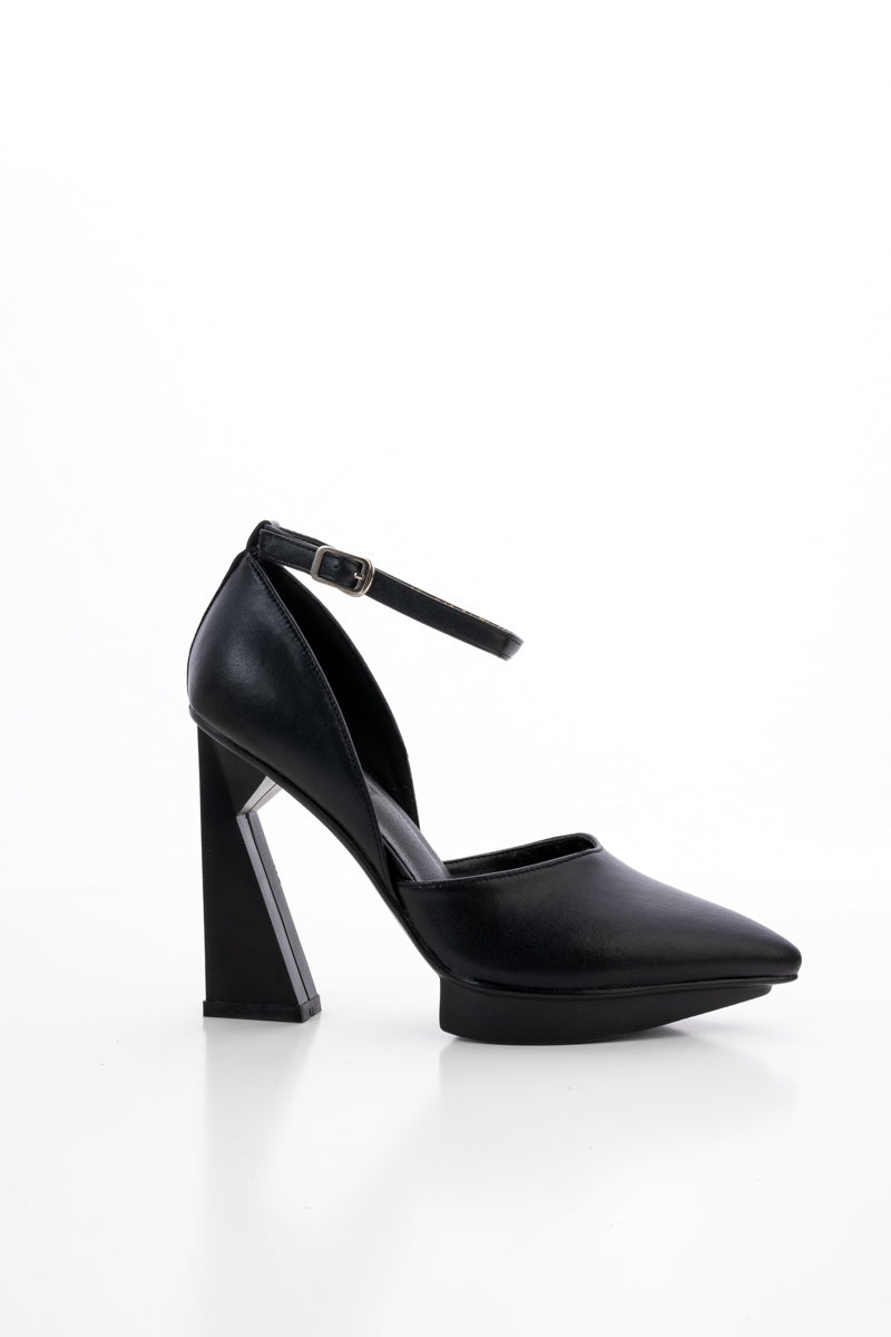 JADY ROSE | KAYLEE LEATHER ANKLE STRAP SANDAL - BLACK