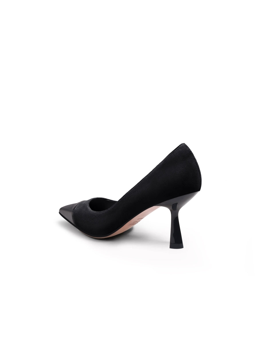 JadyRose | ALADIA Contrast Leather BLACK STILETTOS