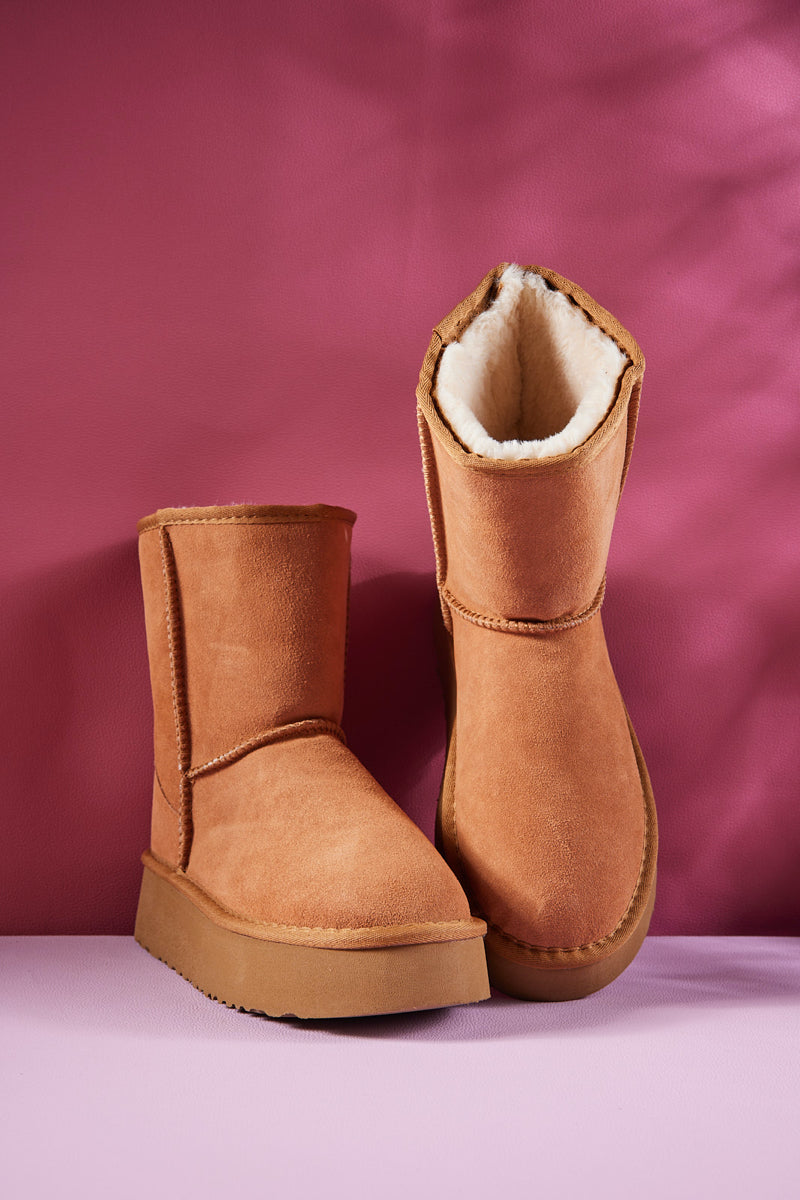 Smaibulun Ugg | Cloud Nine Platform Mini Boots - Chestnut