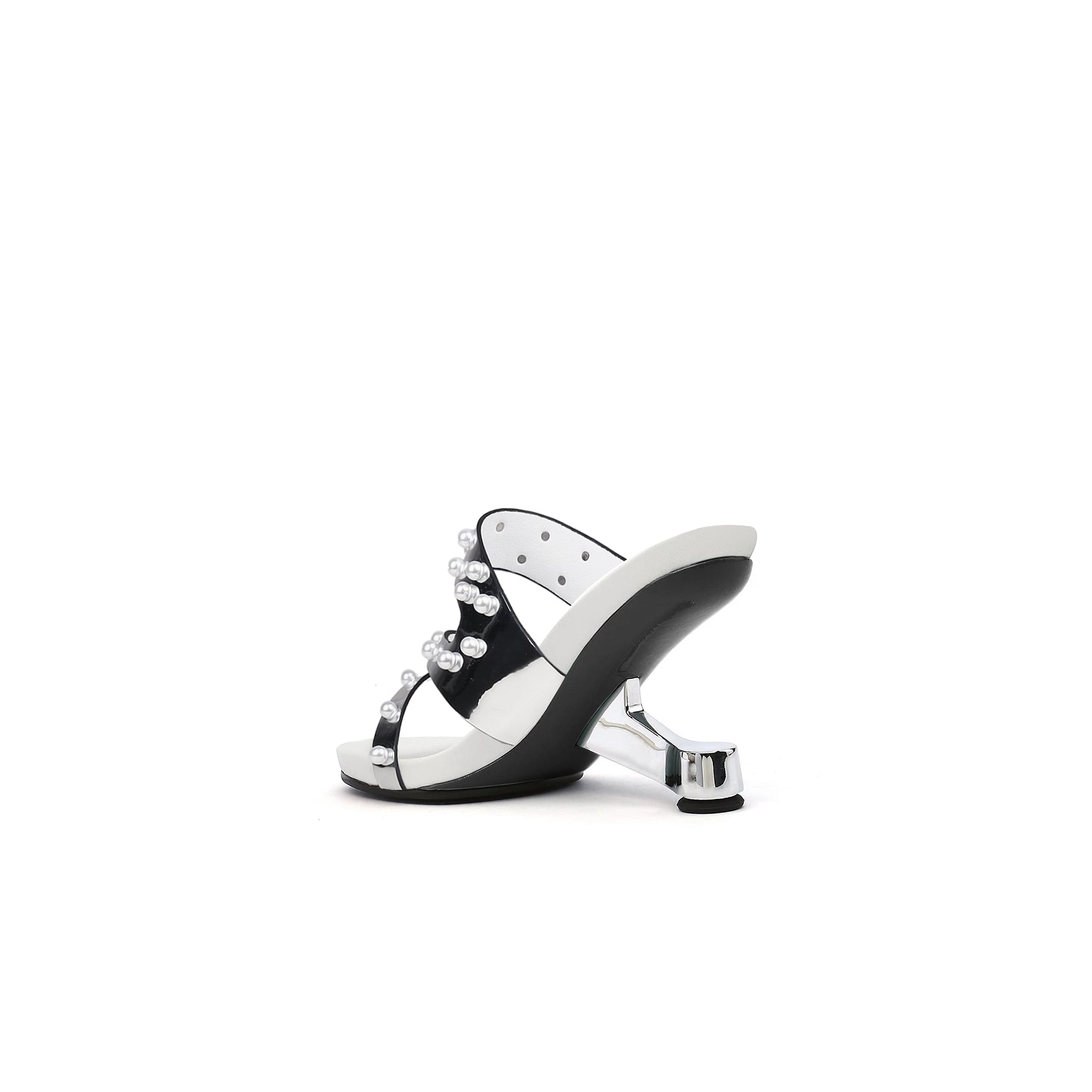 Jady Rose | Dannie Pearl Embellished Leather Heels - Silver