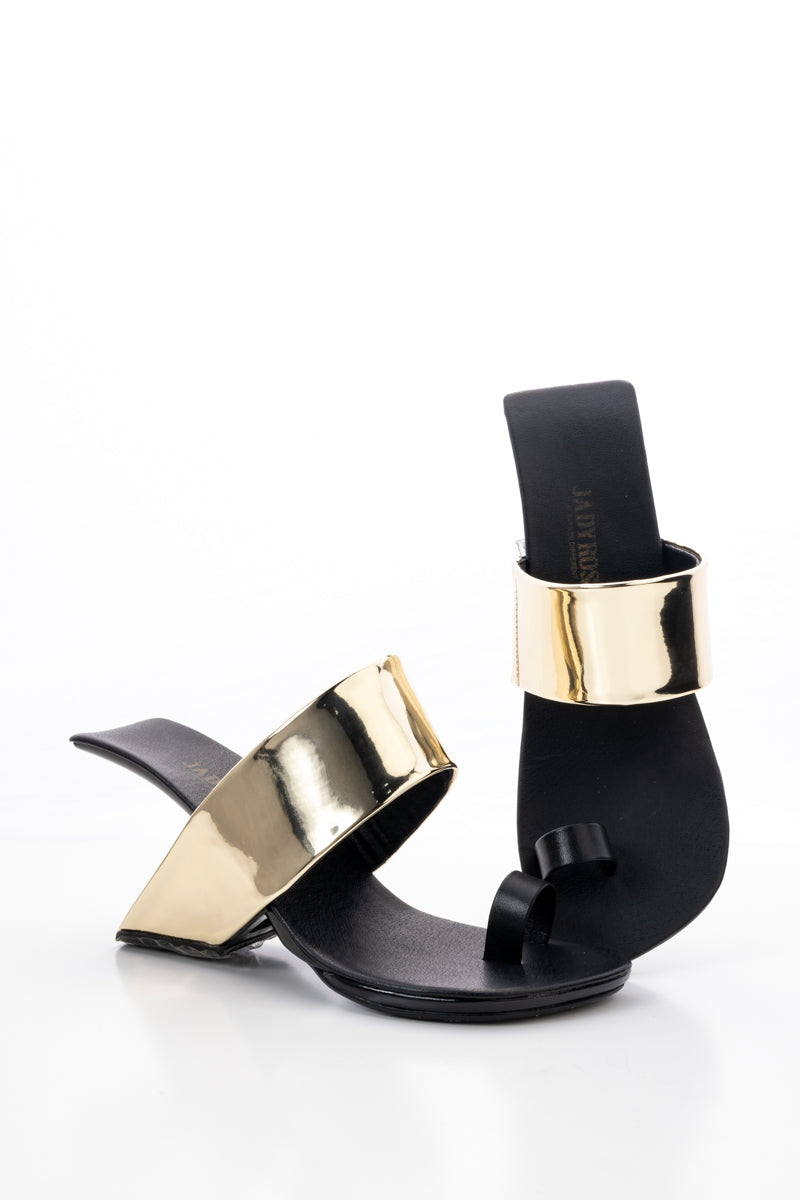 JADY ROSE | LARAMIE LEATHER HEEL SANDAL - GOLD