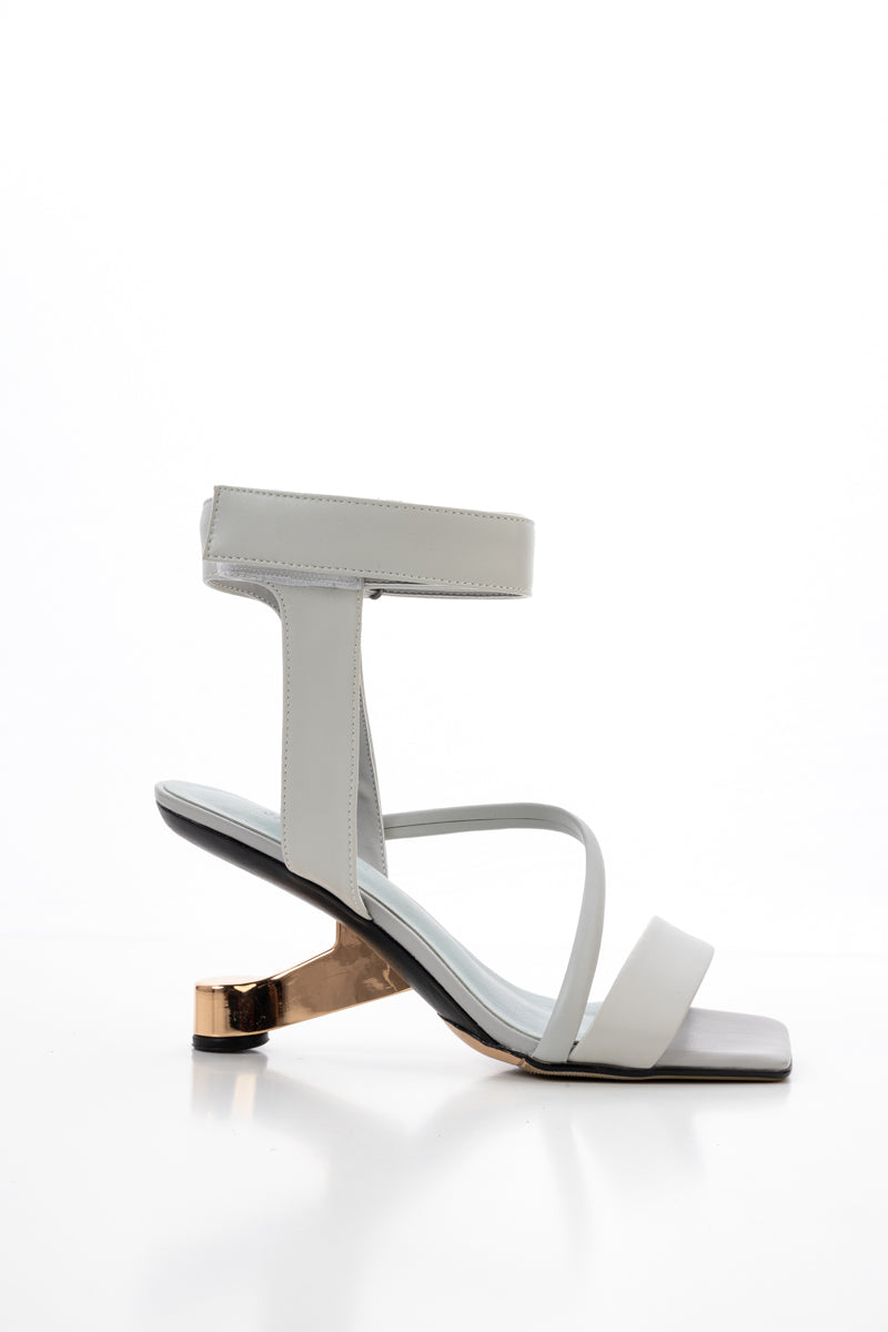 JADY ROSE | GESSI ANKLE STRAP LEATHER HEELED SANDAL - GREY