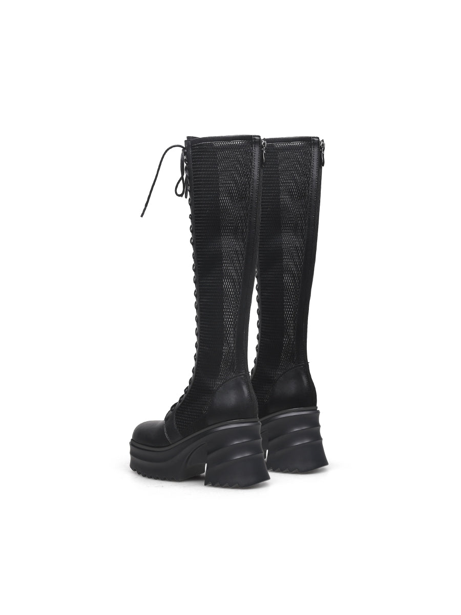 JADYROSE | LALLIE BLACK CHUNKY HEEL KNEE HIGH BOOT