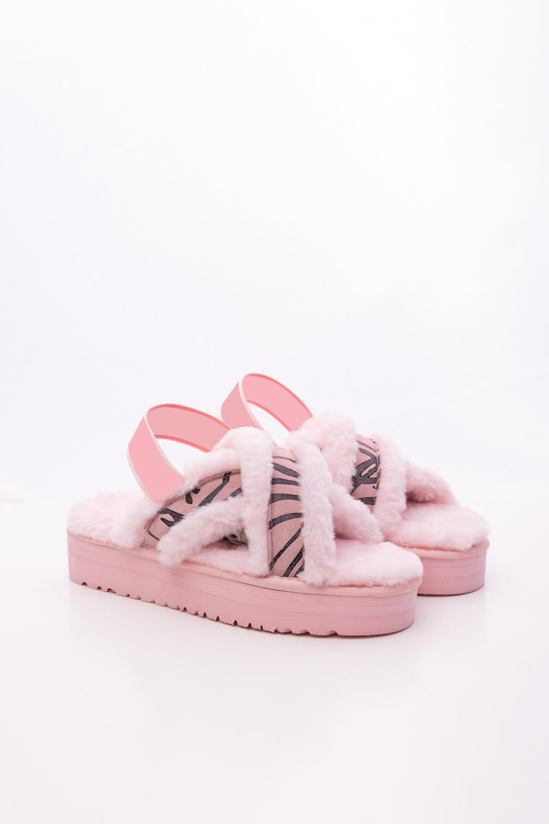 Smaibulun Ugg | Roar Wool Lined Criss-Cross Strap Slipper - Pink