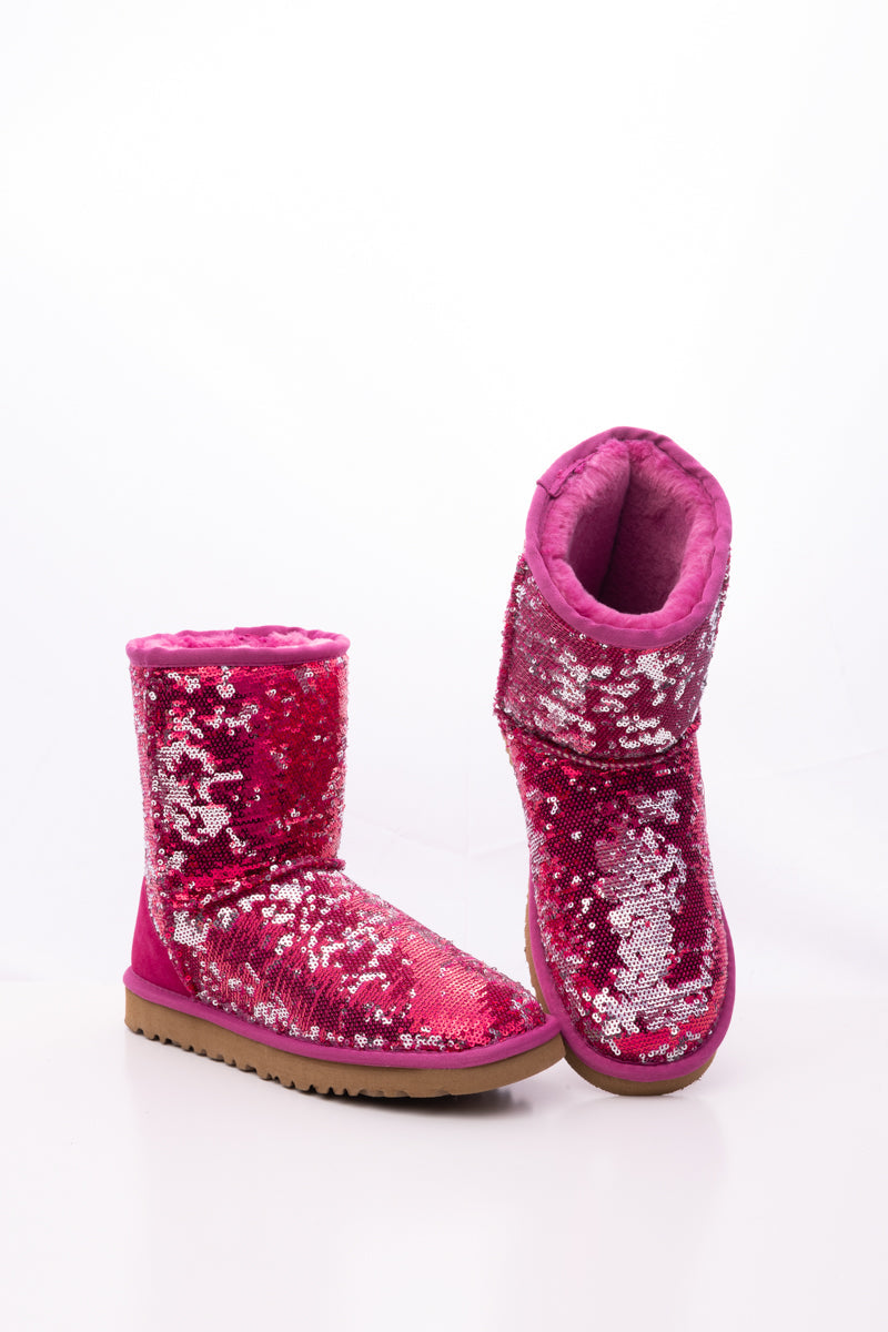 Smaibulun Ugg | Dallas Glam Sequin Shearling Boots - Rose Pink