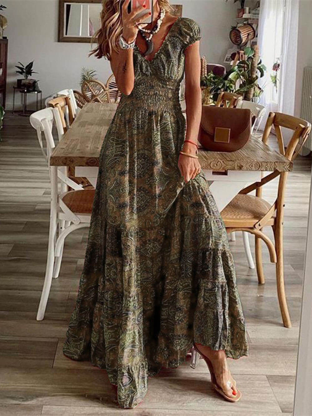 Bohemian Blossom - Sleeveless Floral Maxi Dress