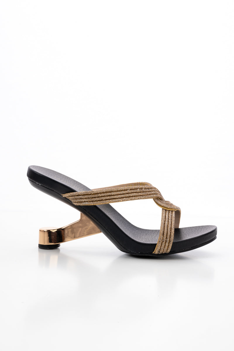 JADY ROSE | SHAMIRA SHIMMER STRAP LEATHER SANDAL- GOLD