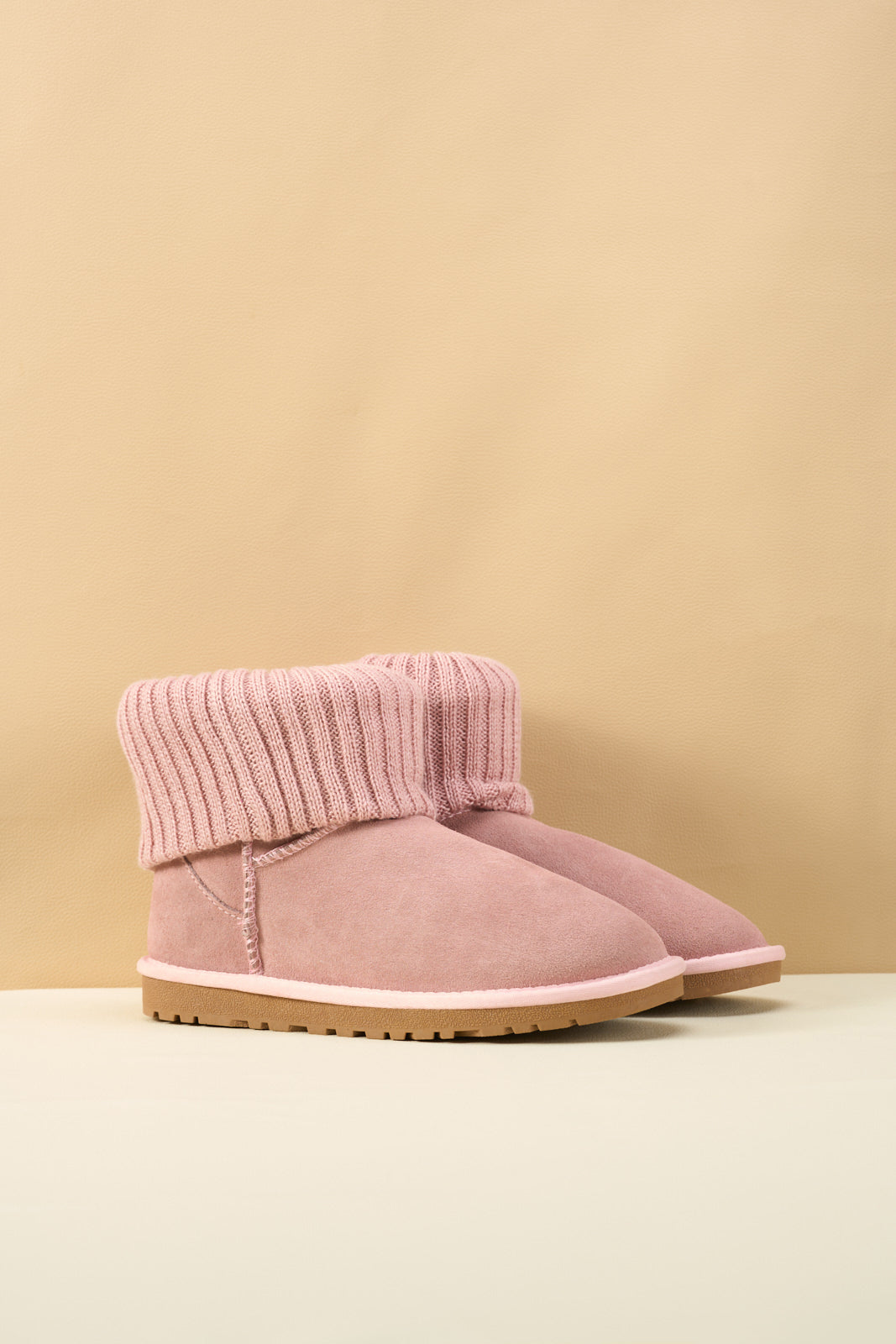 SMAIBULUN Ugg | Ankle Knit Stocking Mini Boots - Pink